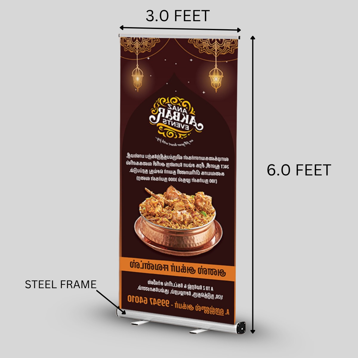 ROLL UP STANDEE (STEEL FRAME)-LARGE  3.0 X 6.0 FEET