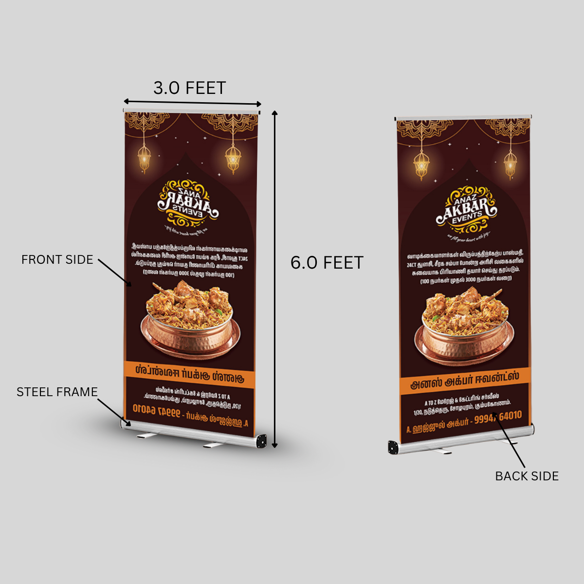 ROLL UP STANDEE (STEEL FRAME)-2 SIDE 3.0 X 6.0 FEET