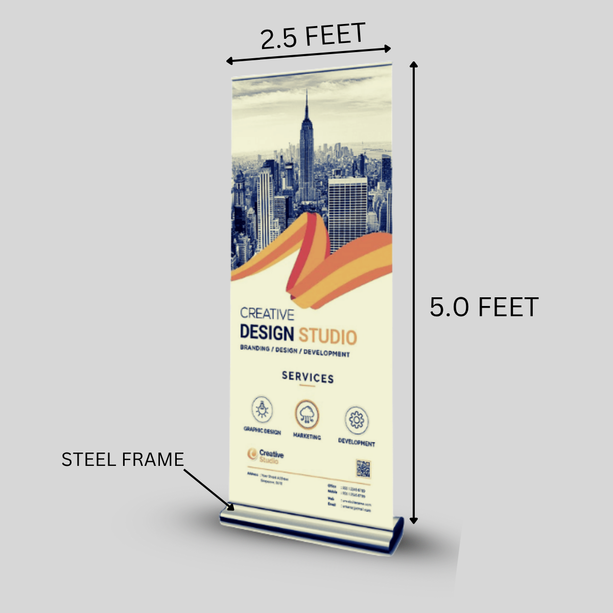 ROLL UP STANDEE (STEEL FRAME) MEDIUM- 2.5 X 5.0 FEET